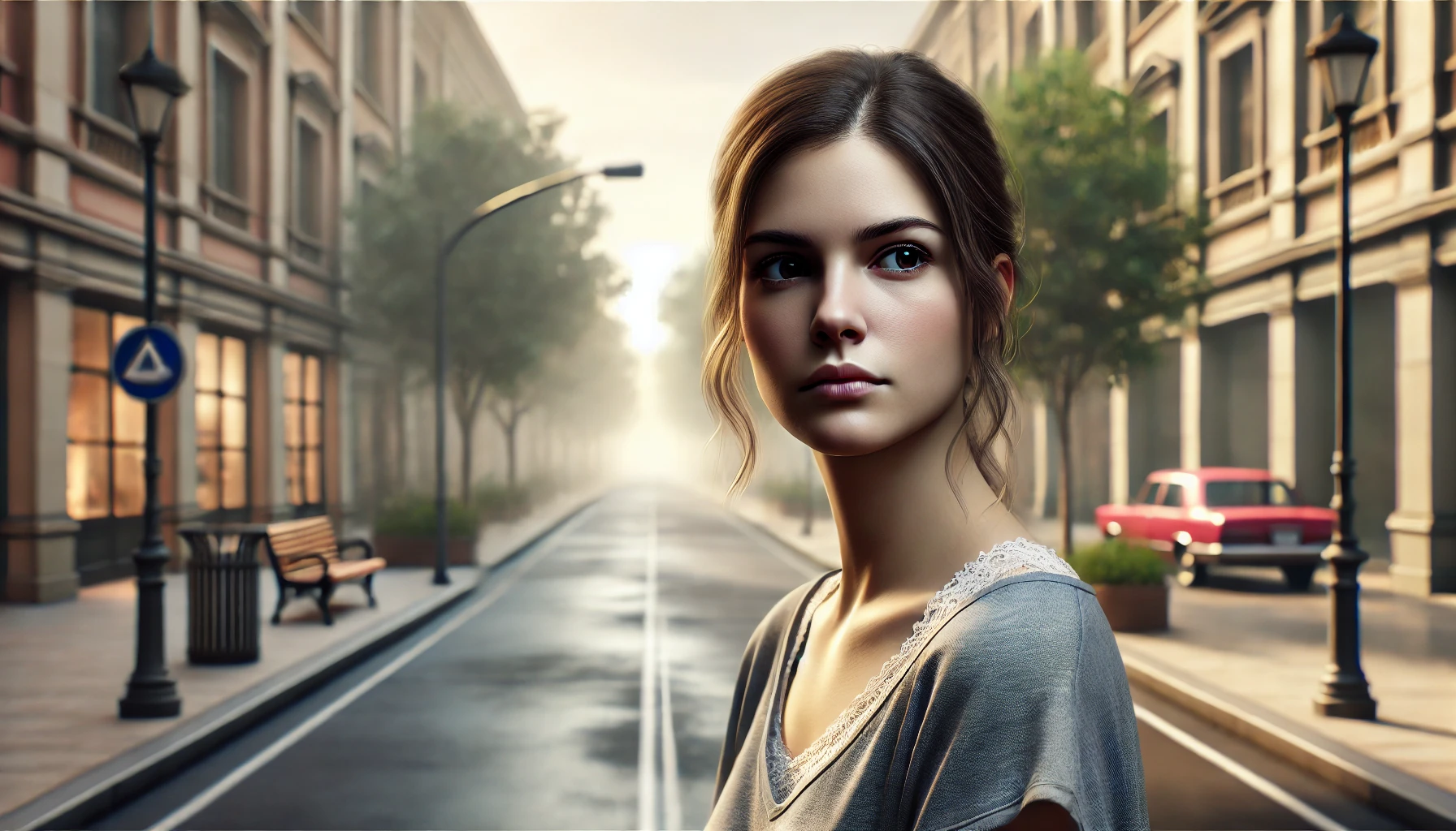 DALL·E 2025 04 24 20.50.07 A hyper realistic horizontal image representing a solo female traveler standing in a calm and quiet urban or natural environment looking slightly unc pulsenaweb